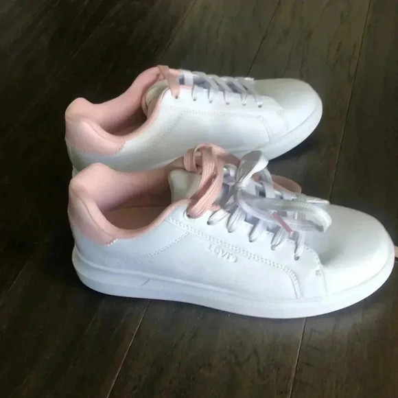 NWOT Levi’s Synthetic Leather Casual Lowtop Sneaker Shoe, white/pink trim -  7 - Picture 5 of 9